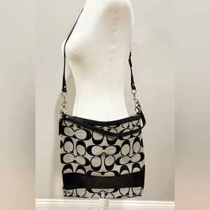 Coach Heritage Signature Crossbody Tote-BLK/SLVR